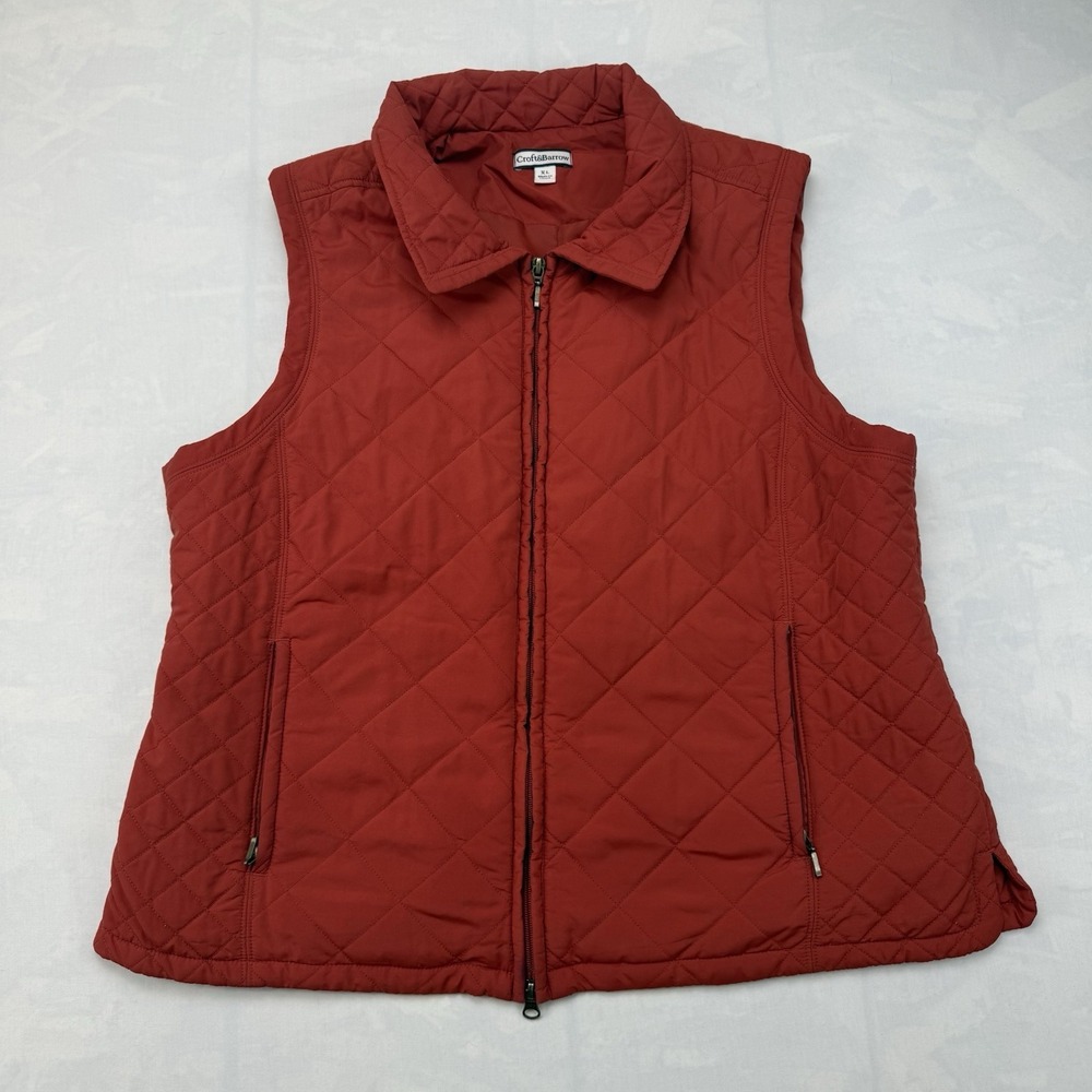 Croft & Barrow Women's Quilted Puffer Vest Red Zip Front Size XL